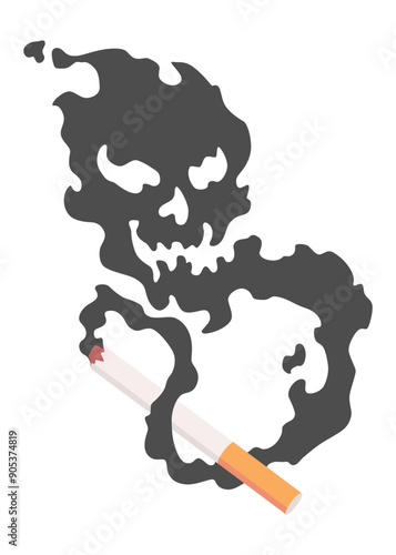 Smoking dangers icon. Awareness about smoking and poison of cigarette. Resulting premature organ damage. Smoking is harmful to human organs