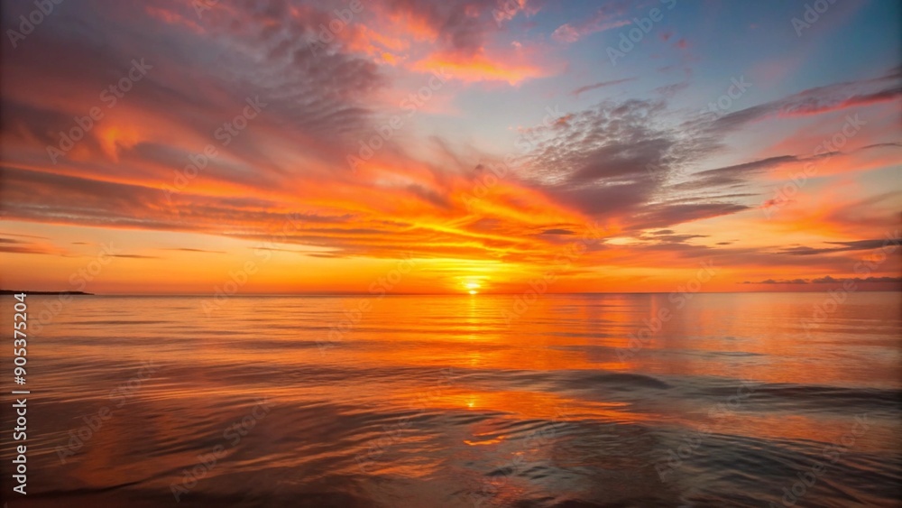 Fototapeta premium Vibrant Sunset Over Calm Ocean Background
