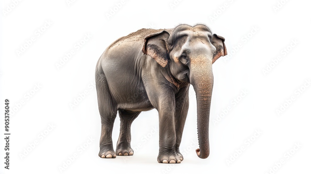 Fototapeta premium Asian Elephant Standing on White Background