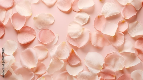 Elegant and classic pastel pink and white rose petals on pink backdrop. 