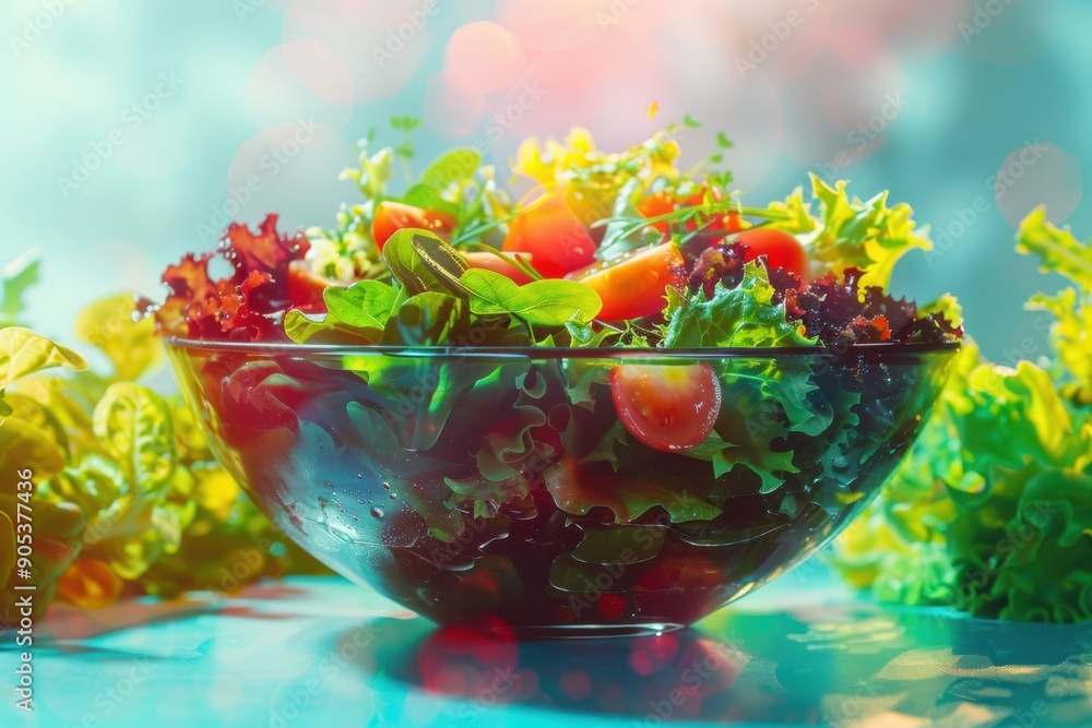 Fresh Tomato and Salad Bowl: Greens, Dressing,