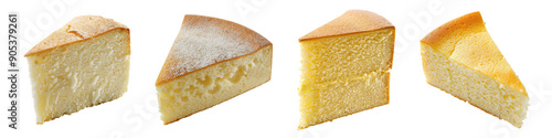 Collection of Chiffon Cake slice isolated on white or transparent background photo