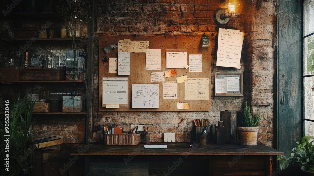 Fototapeta premium Rustic Creative Notice Board Mockup | Notice Board Mockup | Mockup