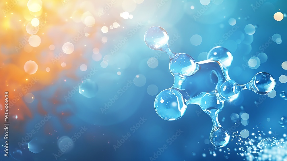 Bright oxygen hydrogen molecule symbol in renewable backdrop
