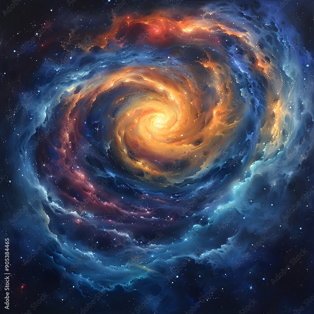 Fototapeta premium Mesmerizing Swirling Cosmic Galaxy in Ethereal Deep Space Backdrop with Glowing Astral Lights and Stars