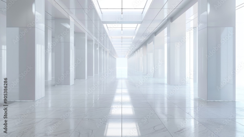 white empty room with a long corridor white empty room with a long corridor