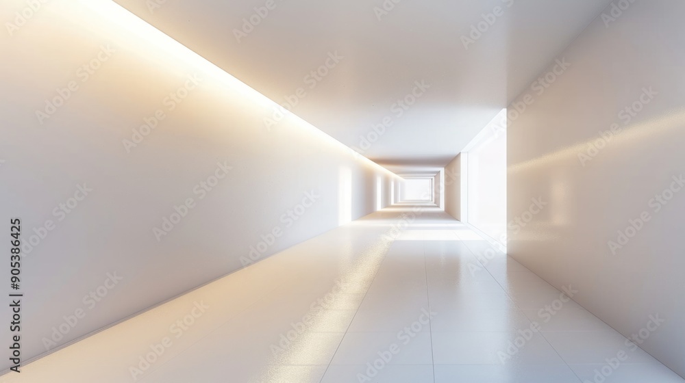 white empty room with a long corridor white empty room with a long corridor