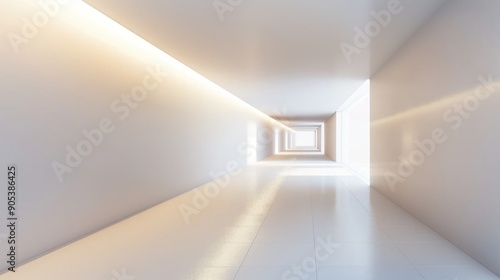 white empty room with a long corridor