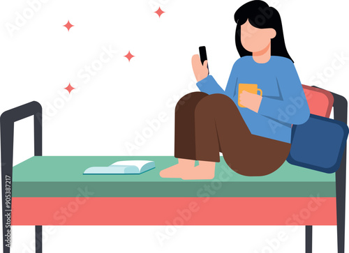 The girl is reading in bed.