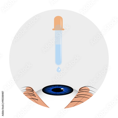 Eye drops with eye and blue eye