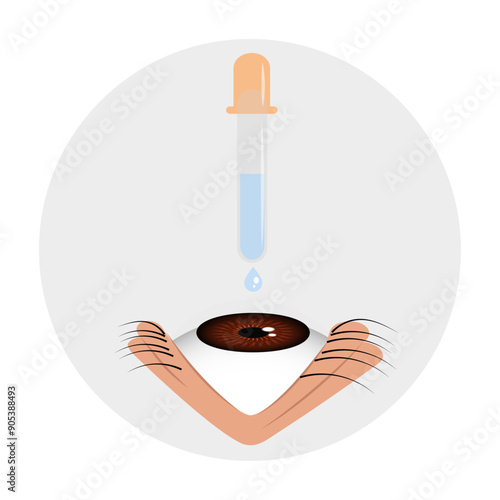 Eye drops with eye and brown eye