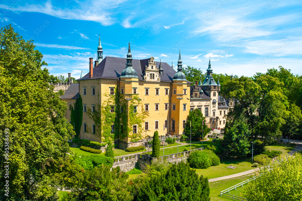 Beautiful Kliczkow Castle at sunny day, Lower Silesian voivodeship, in southwestern Poland