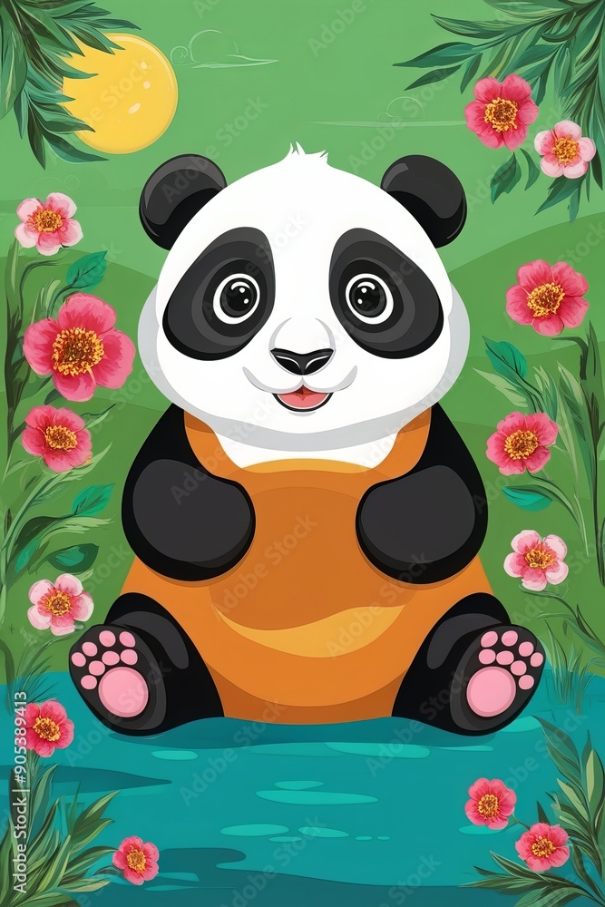 Oil painting style cute panda Oil painting style cute panda