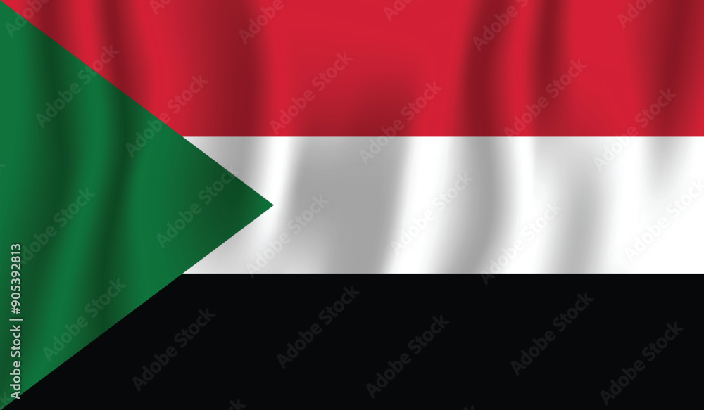 Obraz premium Realistic Sudan national flag perfect color, scale, and proportion.