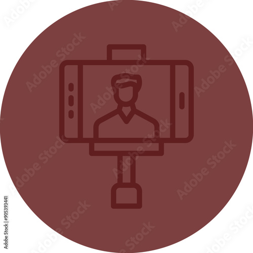 Vlogger Vector Line Maroon Circle Maroon
