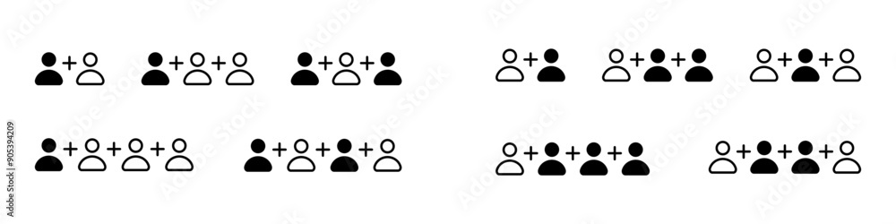 group of people icon. psychology presentation symbols. add to team sign. group of people icon. psychology presentation symbols. add to team sign.