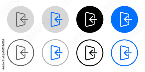 login icon. join symbol. inside entry sign. account access pictogram. entrance illustration. Grey, blue and black button.