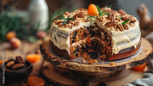 Carrot cake with crisp nuts dried apricots with sweet prunes cake that baked perfectly