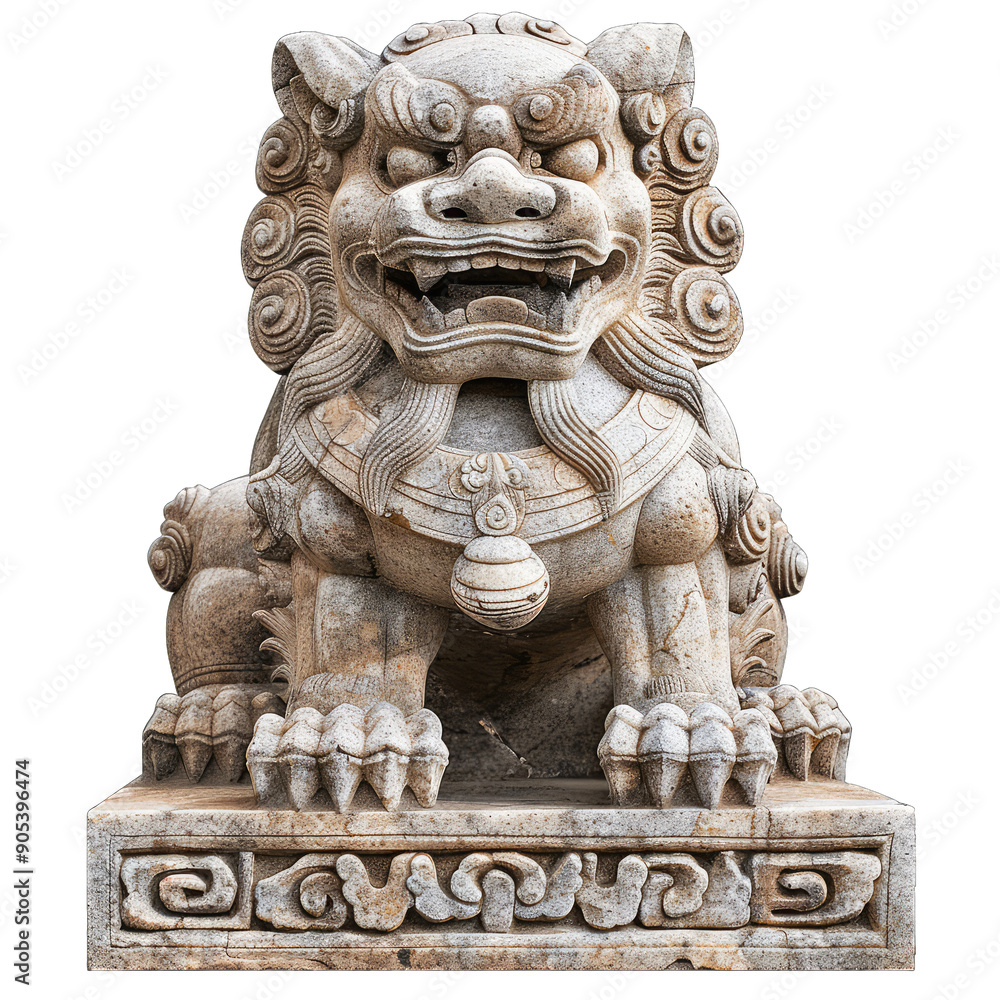 Fototapeta premium Chinese stone lion white background
