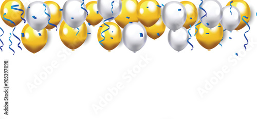 Wallpaper Mural gold and white balloons, Celebration background template., vector illustration Torontodigital.ca