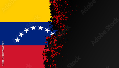 mournful tone background Venezuela map flag banner, web, greeting card, poster, flyer, layout. drops of blood  print for presentation,  breaking news, information