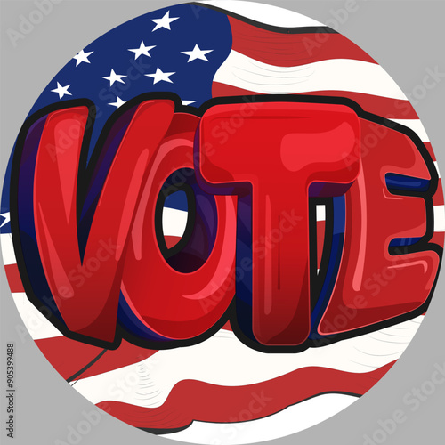 USA VOTE 2024 Presidential Election icon badge pin button set, midterm, House, Senate elections. American Election campaign style, Electoral symbols, United States of America USA Flag.