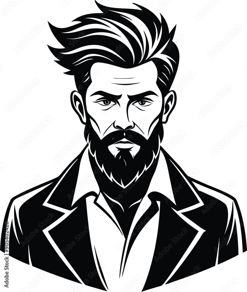 silhouette of hipster man head white background silhouette of hipster man head white background