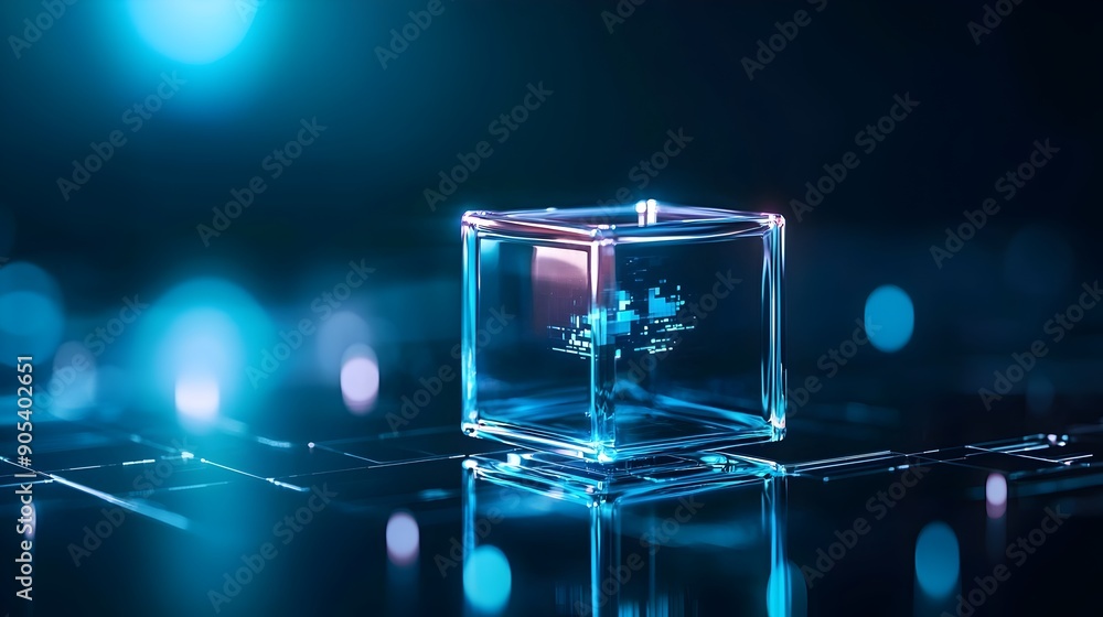 Transparent Futuristic Cube with Holographic Digital Interface,Cutting-Edge Technology Design Transparent Futuristic Cube with Holographic Digital Interface,Cutting-Edge Technology Design