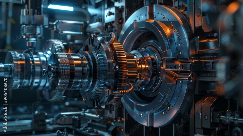 Industrial Machine Gears in Close-Up Industrial Machine Gears in Close-Up