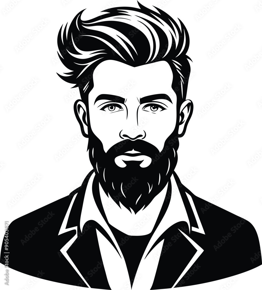 silhouette of hipster man head white background silhouette of hipster man head white background