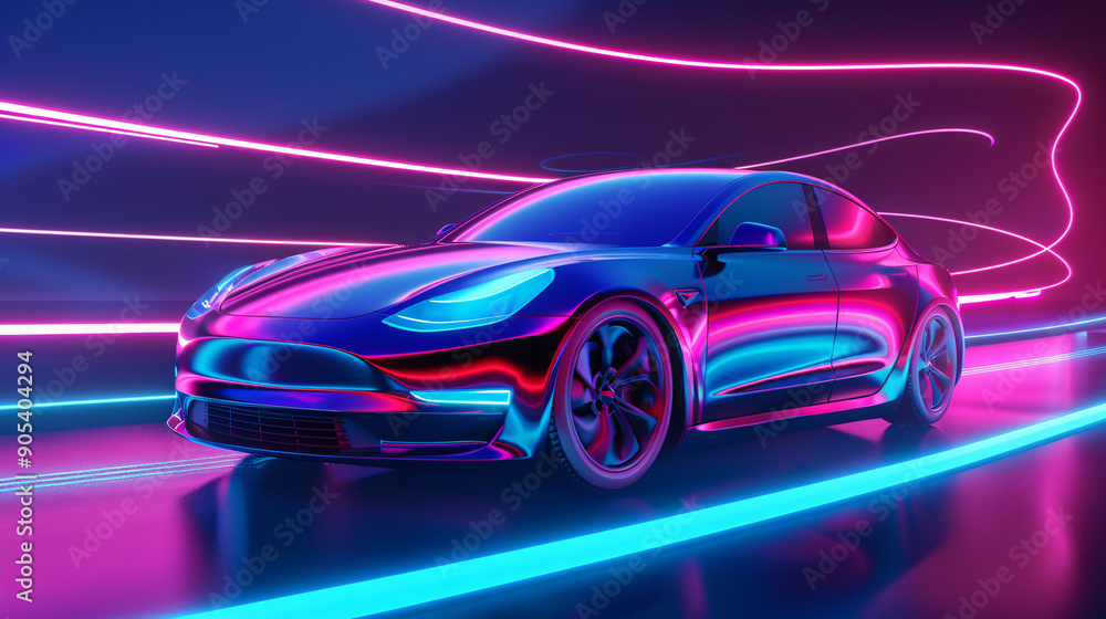 Future car concept 3D illustration, technological car advertising background design Future car concept 3D illustration, technological car advertising background design