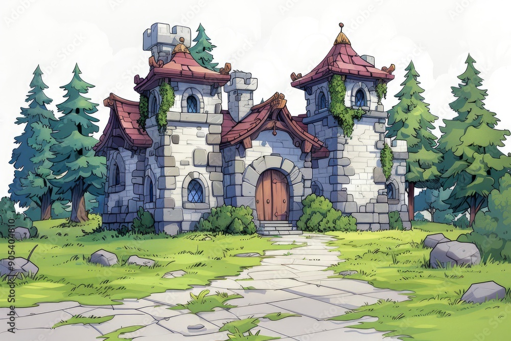 Obraz premium Stone Cottage in a Fantasy Forest