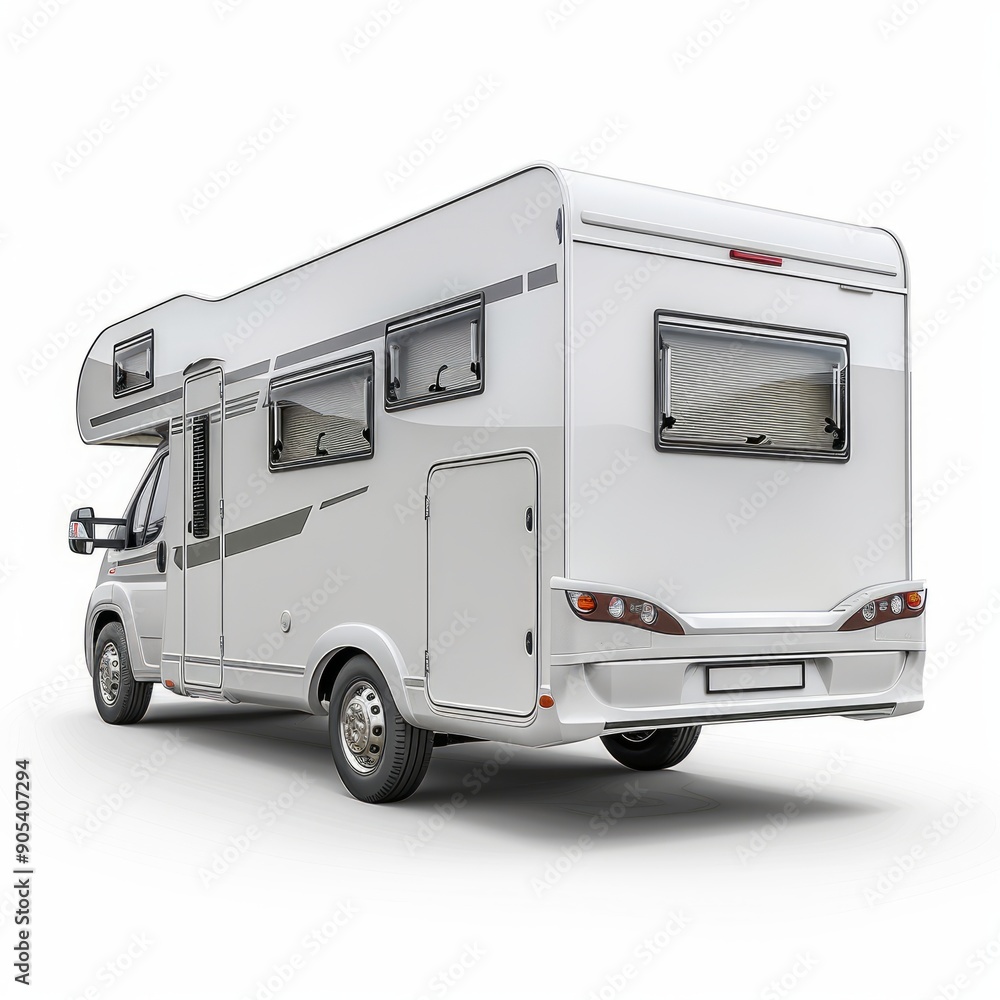 Medium shot of Travel motorhome family car camping truck, isolated on a white background Medium shot of Travel motorhome family car camping truck, isolated on a white background