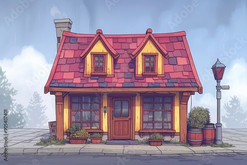 Cute Cottage House Illustration