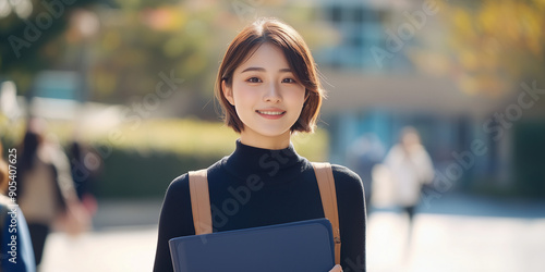 微笑む日本人の女子大学生
