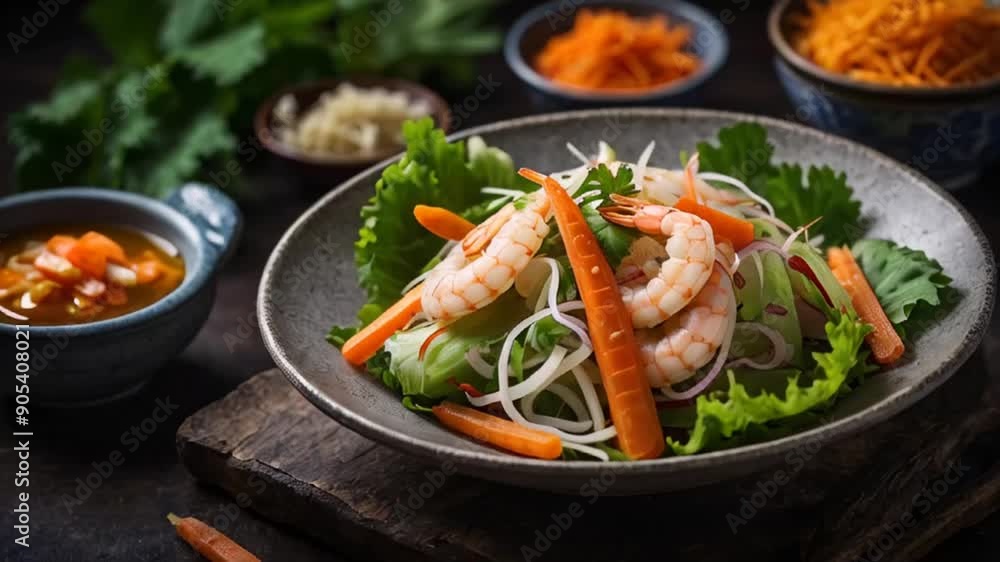 goi ngo sen salad with shrimp traditional food of Vietnam
goi ngo sen salad with shrimp traditional food of Vietnam