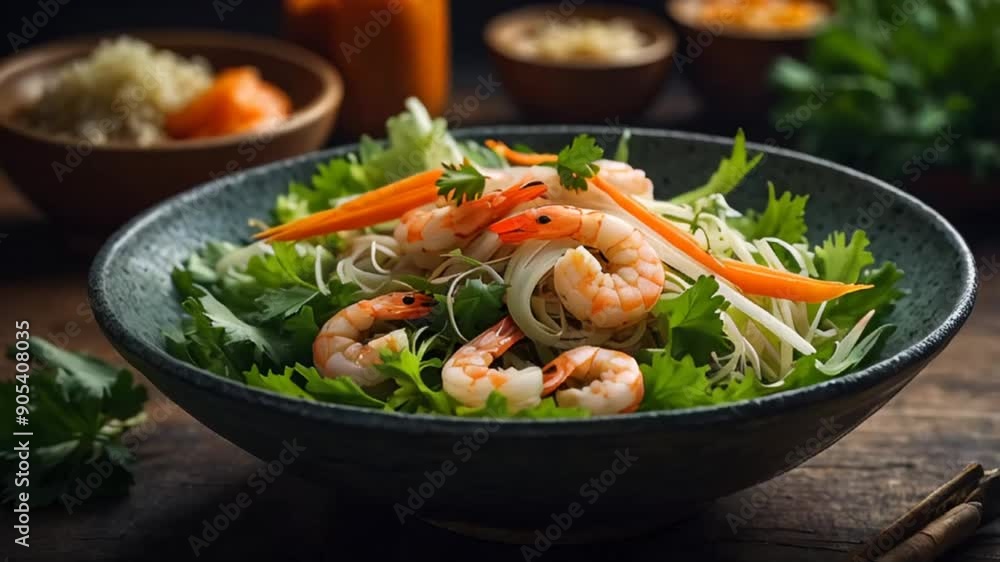 goi ngo sen salad with shrimp traditional food of Vietnam
goi ngo sen salad with shrimp traditional food of Vietnam