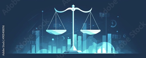 Asset quality review, balance scales, flat design illustration