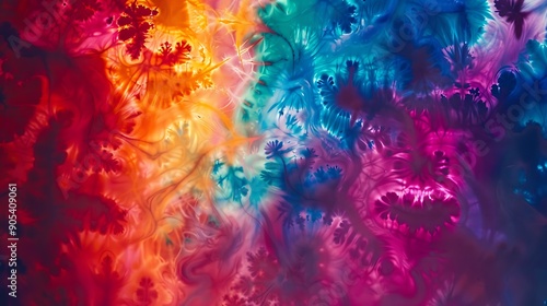 Artistic tie-die patterns on fabric, creating unique design with vibrant colors. photo