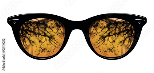 Horror spooky yellow eye glasses vector clipart illustration - creative reflection spectacles clip art - night glasses