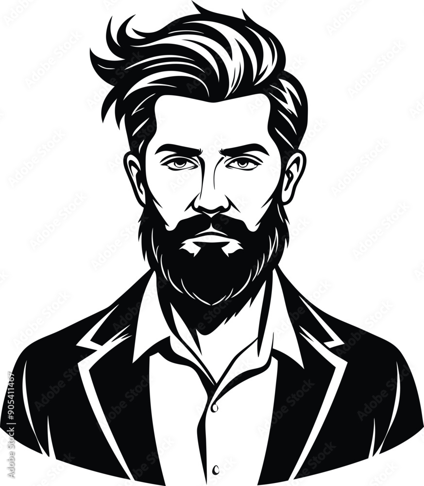 silhouette of hipster man head white background silhouette of hipster man head white background