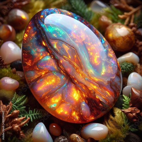 127 32 Matrix Fire Opal fire opal with a natural matrix or host