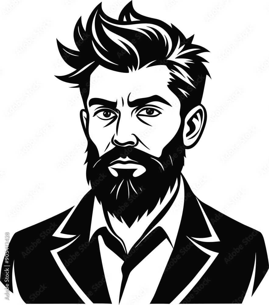 silhouette of hipster man head white background silhouette of hipster man head white background