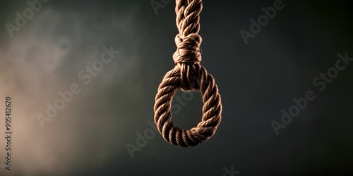 Rope Noose with Knot Displayed in Darkness