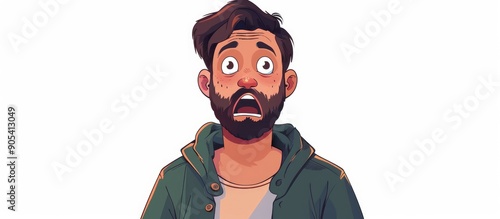 Young hispanic man with beard wearing casual clothes over white background afraid and shocked with surprise and amazed expression fear and excited face