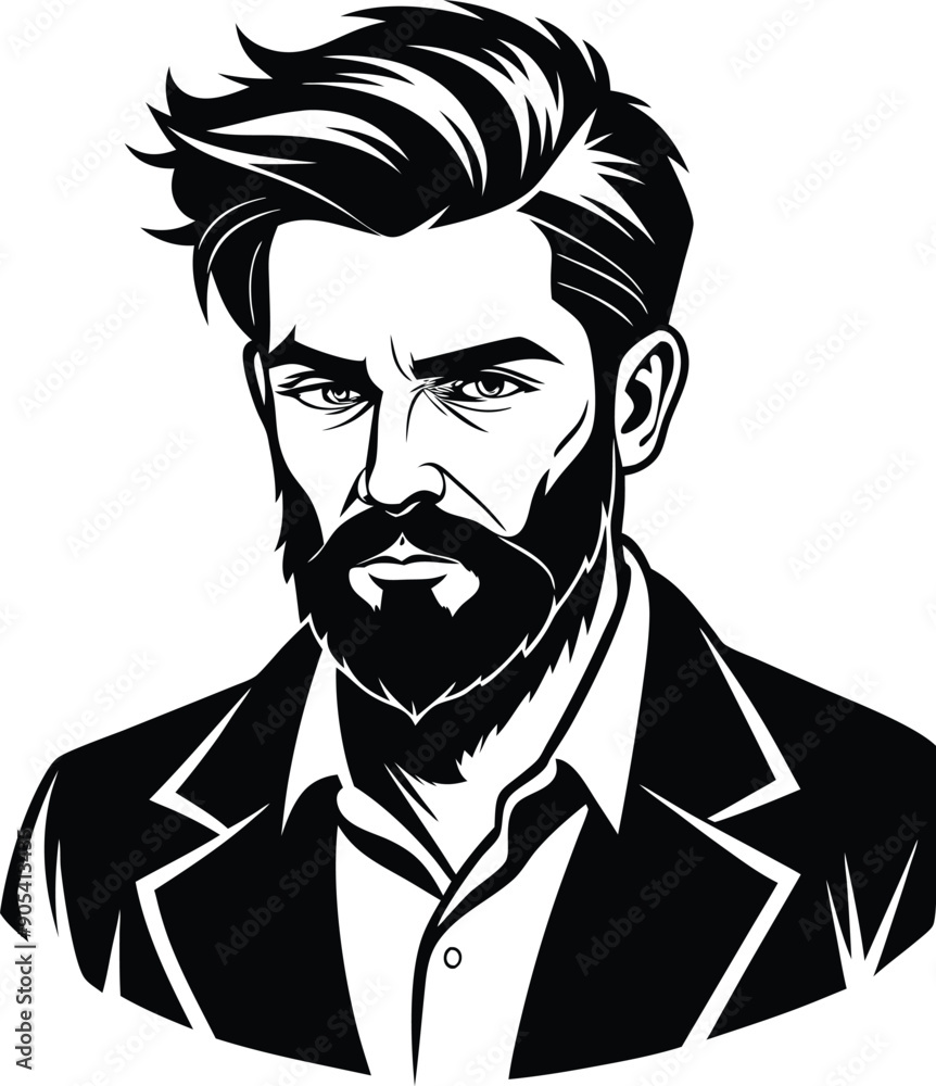 silhouette of hipster man head white background silhouette of hipster man head white background