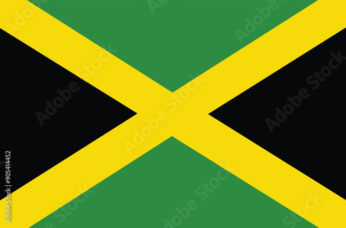 Jamaican flag flat design. Vector illustration. 