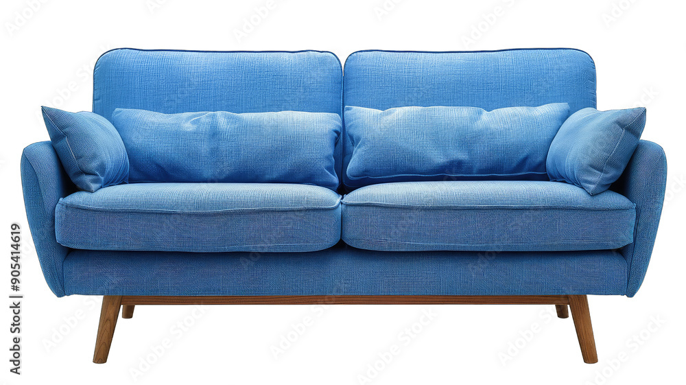 Modern Blue Fabric Sofa with Wooden Legs, no background
Modern Blue Fabric Sofa with Wooden Legs, no background