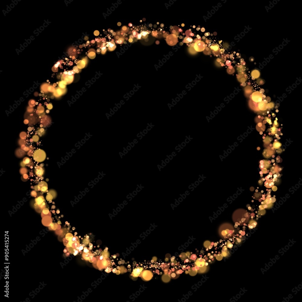 Gold sparkle or glitter lights effect round or circle frame, transparent light bokeh, isolated. Golden border, jewel deco art. Shining dust glowing confetti. Spark object. Png Gold sparkle or glitter lights effect round or circle frame, transparent light bokeh, isolated. Golden border, jewel deco art. Shining dust glowing confetti. Spark object. Png