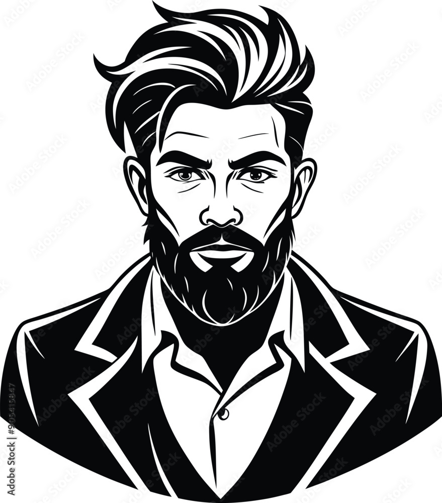 silhouette of hipster man head white background silhouette of hipster man head white background